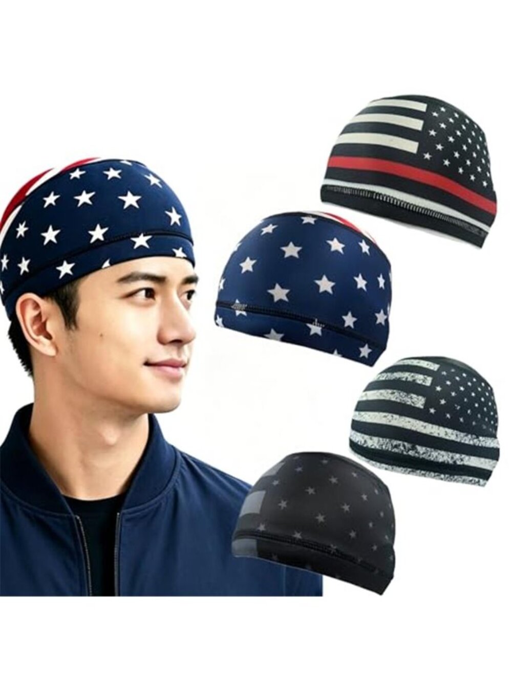 Cooling Skull Cap Sweat Wicking Helmet Liner Beanie Running Cycling Hat 4-Pack